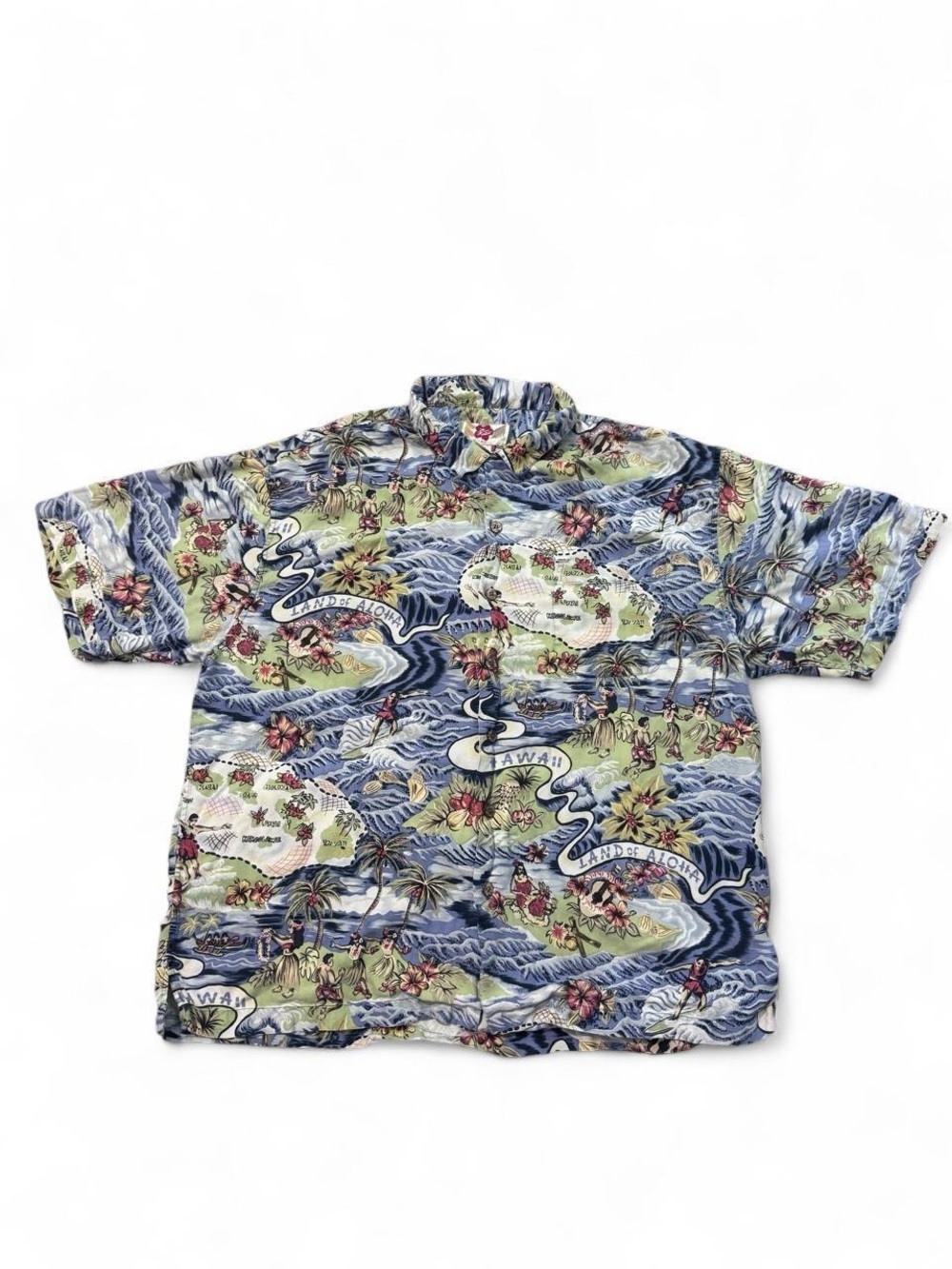Vintage Hilo Hattie land of aloha silk button down Hawaiian shirt XL mens